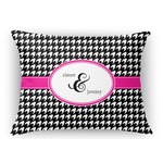 Houndstooth w/Pink Accent Rectangular Throw Pillow Case (Personalized)