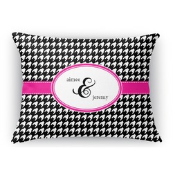 Houndstooth w/Pink Accent Rectangular Throw Pillow Case (Personalized)