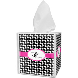 Houndstooth w/Pink Accent Tissue Box Cover (Personalized)