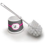 Houndstooth w/Pink Accent Toilet Brush (Personalized)