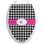 Houndstooth w/Pink Accent Toilet Seat Decal - Elongated (Personalized)