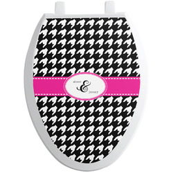 Houndstooth w/Pink Accent Toilet Seat Decal - Elongated (Personalized)