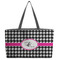 Houndstooth w/Pink Accent Tote w/Black Handles - Front View