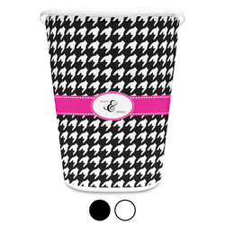 Houndstooth w/Pink Accent Waste Basket (Personalized)