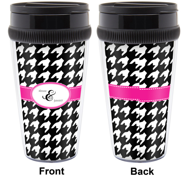 Houndstooth w/Pink Accent Travel Mug Approval (Personalized)