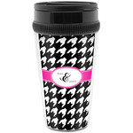 Houndstooth w/Pink Accent Acrylic Travel Mug without Handle (Personalized)