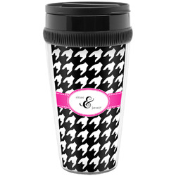 Houndstooth w/Pink Accent Acrylic Travel Mug without Handle (Personalized)