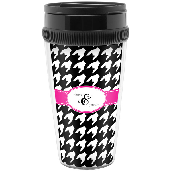 Houndstooth w/Pink Accent Travel Mug
