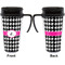 Houndstooth w/Pink Accent Travel Mug with Black Handle - Approval