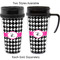 Houndstooth w/Pink Accent Travel Mugs - with & without Handle