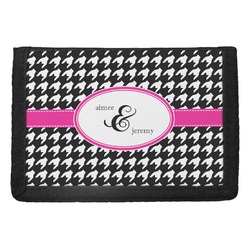 Houndstooth w/Pink Accent Trifold Wallet (Personalized)