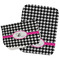 Houndstooth w/Pink Accent Two Rectangle Burp Cloths - Open & Folded