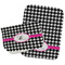 Houndstooth w/Pink Accent Burp Cloths - Fleece - Set of 2 w/ Couple's Names
