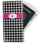 Houndstooth w/Pink Accent Travel Document Holder