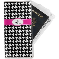 Houndstooth w/Pink Accent Travel Document Holder