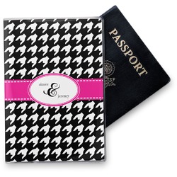 Houndstooth w/Pink Accent Vinyl Passport Holder (Personalized)