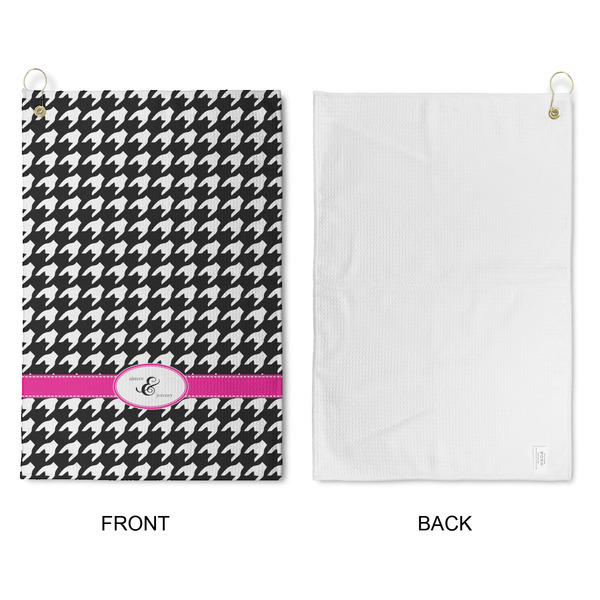 Houndstooth w/Pink Accent Waffle Weave Golf Towel - Approval