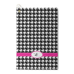 Houndstooth w/Pink Accent Waffle Weave Golf Towel (Personalized)