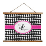 Houndstooth w/Pink Accent Wall Hanging Tapestry - Wide (Personalized)