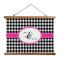 Houndstooth w/Pink Accent Wall Hanging Tapestry - Wide (Personalized)