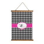 Houndstooth w/Pink Accent Wall Hanging Tapestry (Personalized)