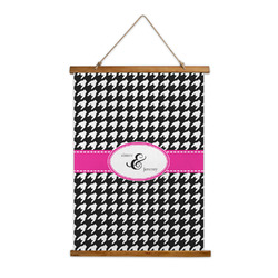 Houndstooth w/Pink Accent Wall Hanging Tapestry - Tall (Personalized)