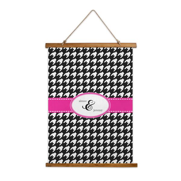 Custom Houndstooth w/Pink Accent Wall Hanging Tapestry (Personalized)