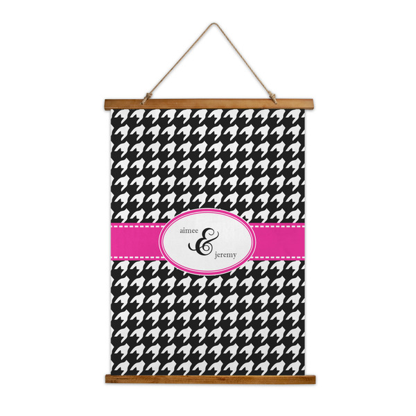 Custom Houndstooth w/Pink Accent Wall Hanging Tapestry (Personalized)