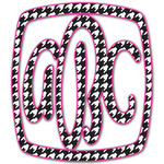 Houndstooth w/Pink Accent Monogram Decal - Medium (Personalized)