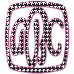 Houndstooth w/Pink Accent Monogram Decal - Custom Sizes (Personalized)