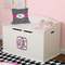 Houndstooth w/Pink Accent Wall Monogram on Toy Chest