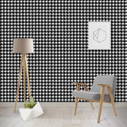 Houndstooth w/Pink Accent Wallpaper & Surface Covering (Water Activated - Removable)