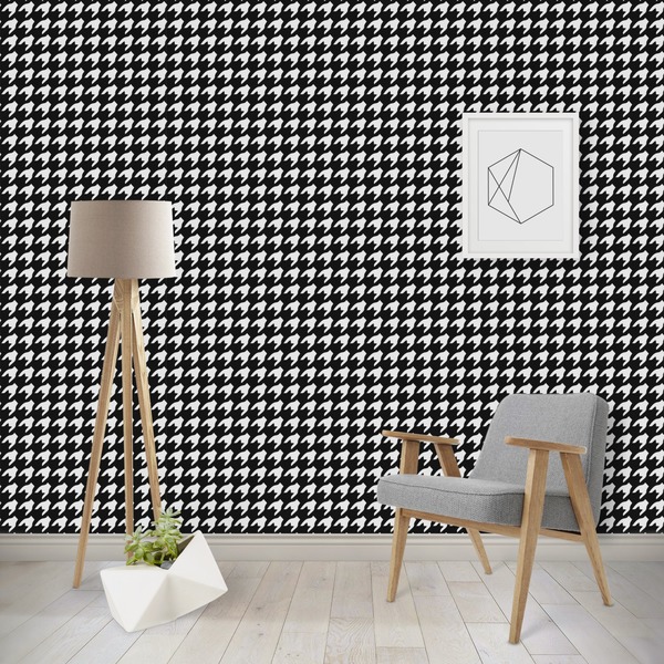 Custom Houndstooth w/Pink Accent Wallpaper & Surface Covering (Peel & Stick - Repositionable)