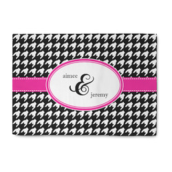 Houndstooth w/Pink Accent Washable Area Rug (Personalized)