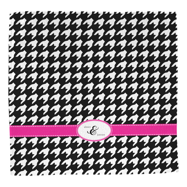 Houndstooth w/Pink Accent Washcloth - Front - No Soap