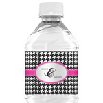 Houndstooth w/Pink Accent Water Bottle Labels - Custom Sized (Personalized)