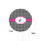 Houndstooth w/Pink Accent White Plastic 4" Food Pick - Round - Single Sided - Front & Back