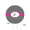 Houndstooth w/Pink Accent White Plastic 6" Food Pick - Round - Single Sided - Front & Back