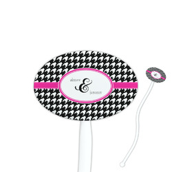 Houndstooth w/Pink Accent Oval Stir Sticks (Personalized)