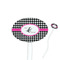 Houndstooth w/Pink Accent Oval Plastic Stir Sticks (Personalized)