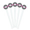 Houndstooth w/Pink Accent White Plastic 7" Stir Stick - Round - Fan View