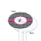 Houndstooth w/Pink Accent White Plastic 7" Stir Stick - Single Sided - Oval - Front & Back