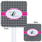 Houndstooth w/Pink Accent White Plastic Stir Stick - Double Sided - Approval
