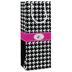 Houndstooth w/Pink Accent Wine Gift Bags - Gloss (Personalized)