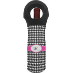 Houndstooth w/Pink Accent Wine Tote Bag (Personalized)