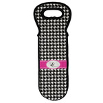 Houndstooth w/Pink Accent Wine Tote Bag (Personalized)