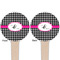 Houndstooth w/Pink Accent Wooden 4" Food Pick - Round - Double Sided - Front & Back