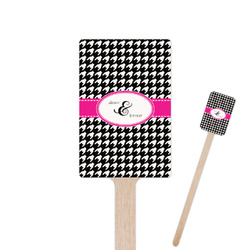 Houndstooth w/Pink Accent 6.25" Rectangle Wooden Stir Sticks - Double Sided (Personalized)