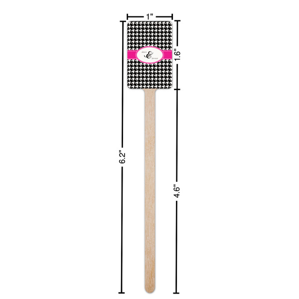 Houndstooth w/Pink Accent Wooden 6.25" Stir Stick - Rectangular - Dimensions