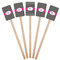 Houndstooth w/Pink Accent Wooden 6.25" Stir Stick - Rectangular - Fan View